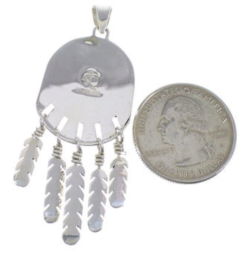 Multicolor Inlay Feather Silver Pendant PX28997